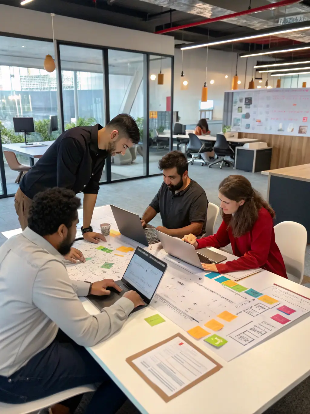 A diverse team of employees working collaboratively in a vibrant office space, emphasizing the role of working capital in supporting daily operations.